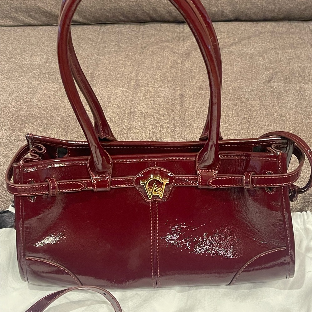 AUTHENTIC ONCE-USED MANC BABY JANE BURGUNDY HANDBAG- sold out online! - Picture 3 of 11